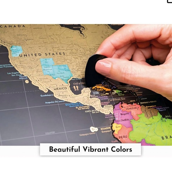 Wonderland Scratch Off World Map with Flags, Poster, Wall Art, 24 x 17 inches - Picture 3 of 3